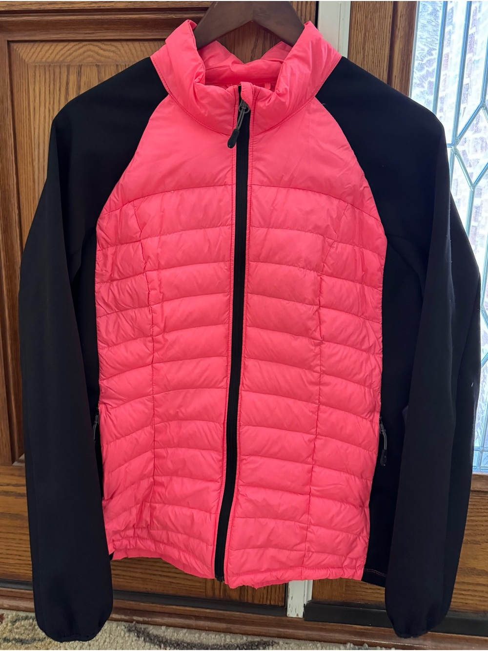 Kirkland Signature Women's Black & Pink Quilted Puffer Jacket